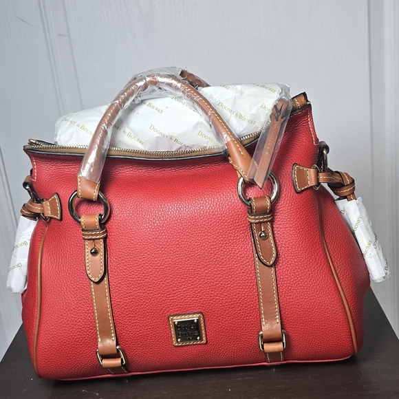 Dooney & Bourke Handbags - Dooney & Bourke Red Pebbled Leather Large Satchel